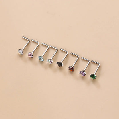 Fashion Geometric Stainless Steel Zircon Nose Studs 1 Piece