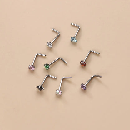 Fashion Geometric Stainless Steel Zircon Nose Studs 1 Piece