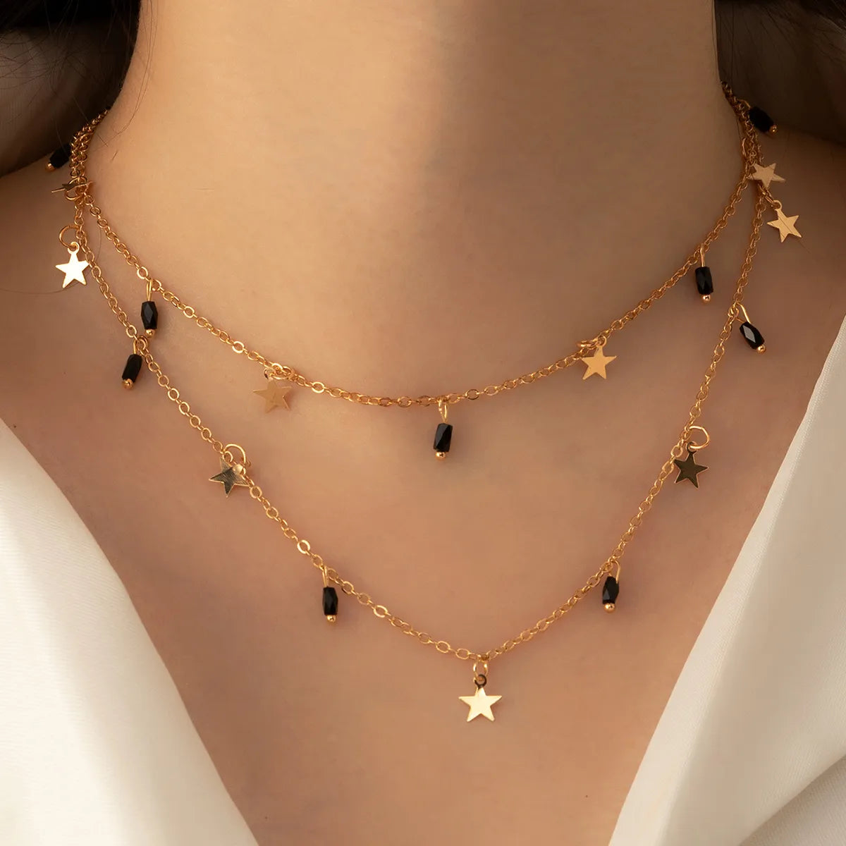 Fashion Geometric Star Alloy Plating Layered Necklaces 1 Piece