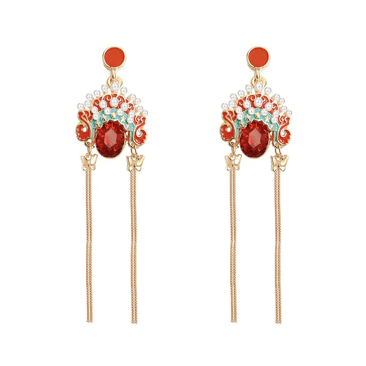 Fashion Geometric Star Flower Imitation Pearl Alloy Tassel Women's Drop Earrings 1 Pair