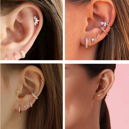 Fashion Geometric Star Sterling Silver Plating Rhinestones Ear Studs 1 Piece