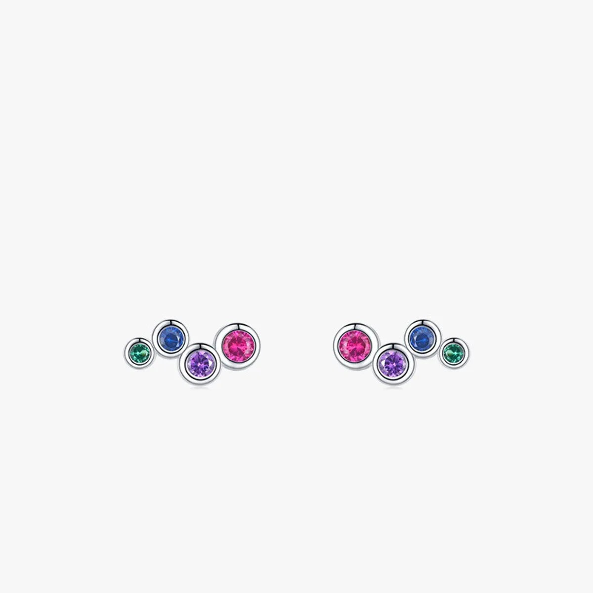 Fashion Geometric Sterling Silver Diamond Zircon Ear Studs 1 Pair