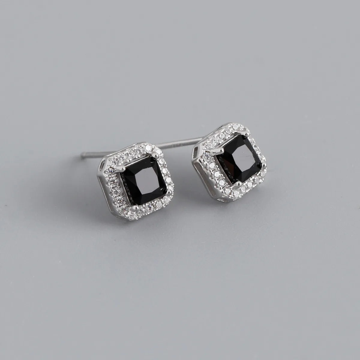 Fashion Geometric Sterling Silver Inlay Zircon Ear Studs 1 Pair