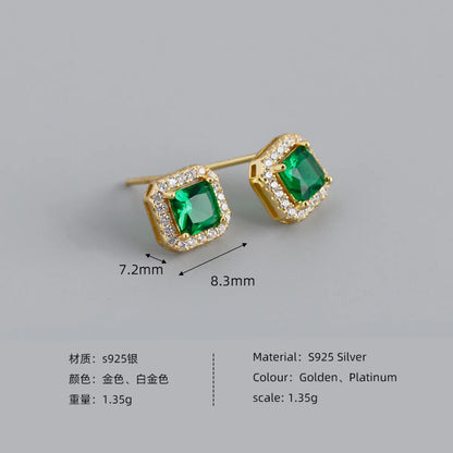 Fashion Geometric Sterling Silver Inlay Zircon Ear Studs 1 Pair