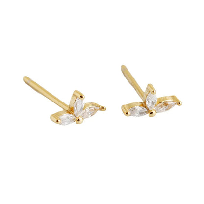 Fashion Geometric Sterling Silver Inlay Zircon Ear Studs 1 Pair