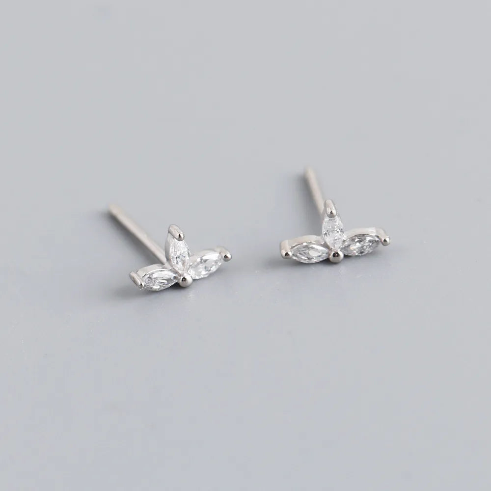 Fashion Geometric Sterling Silver Inlay Zircon Ear Studs 1 Pair