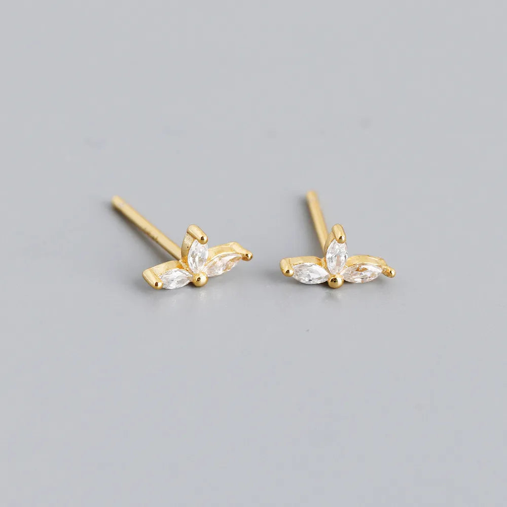 Fashion Geometric Sterling Silver Inlay Zircon Ear Studs 1 Pair