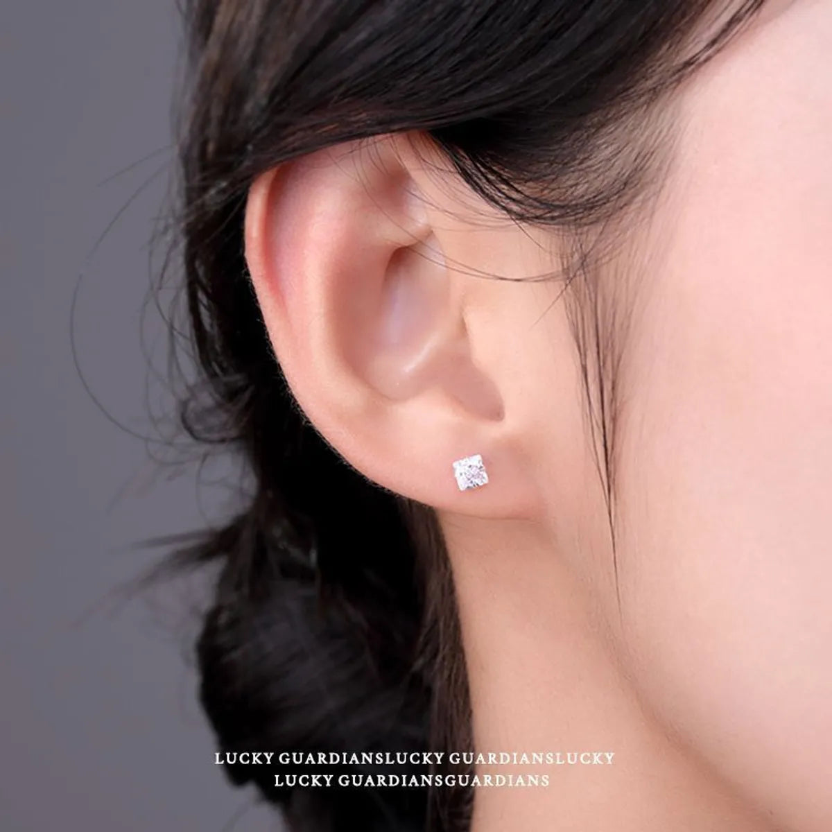 Fashion Geometric Sterling Silver Inlay Zircon Ear Studs 1 Pair