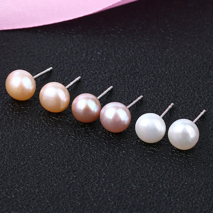 Fashion Geometric Sterling Silver Pearl Ear Studs 1 Pair