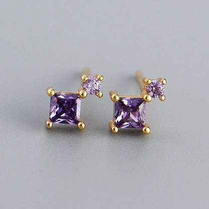 Fashion Geometric Sterling Silver Plating Zircon Ear Studs 1 Pair