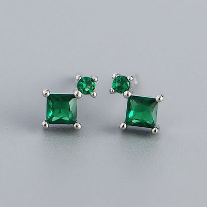 Fashion Geometric Sterling Silver Plating Zircon Ear Studs 1 Pair