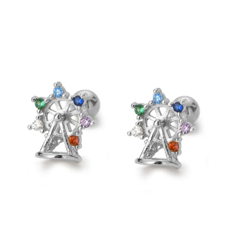 Fashion Geometric Sterling Silver Plating Zircon Earrings 1 Pair