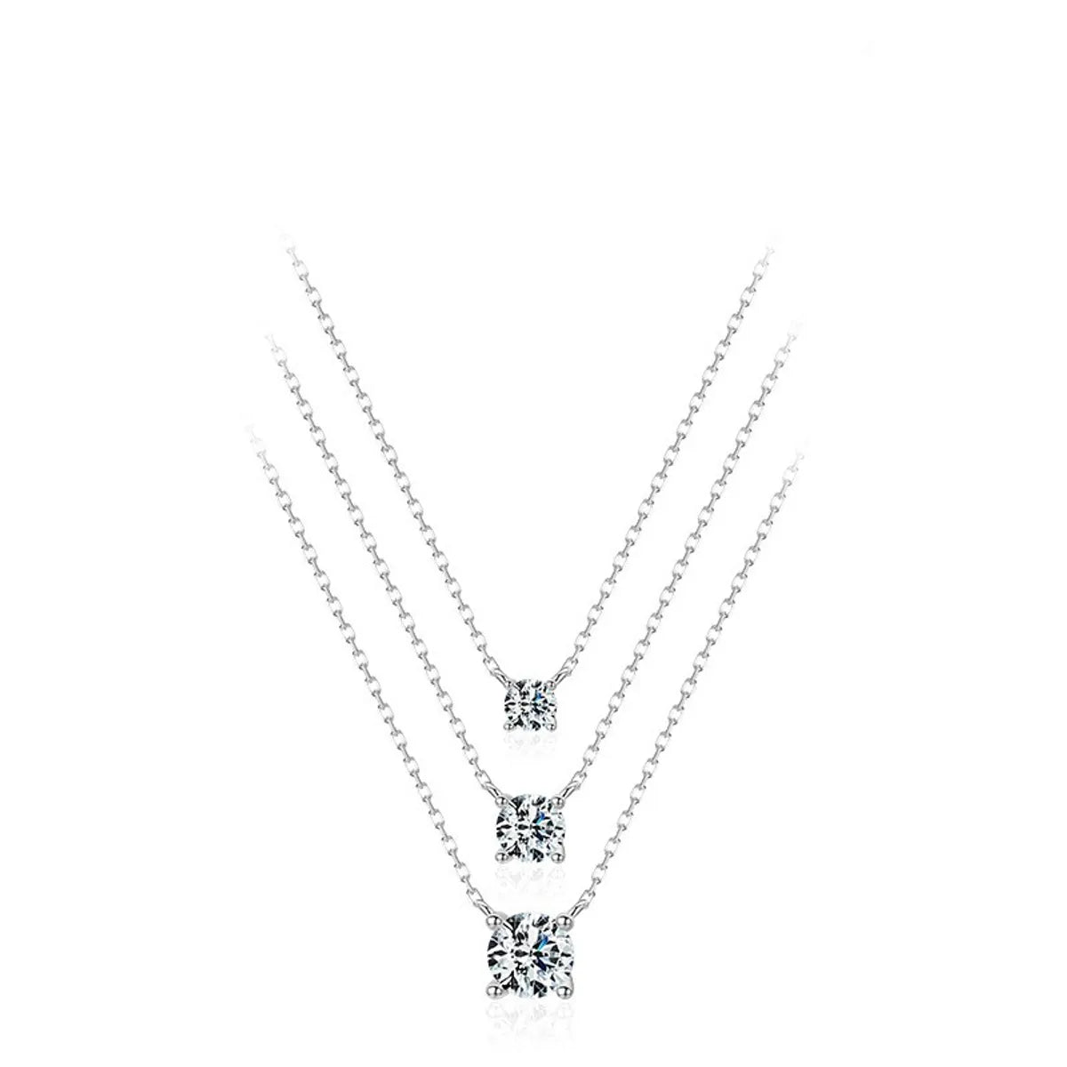 Fashion Geometric Sterling Silver Plating Zircon Pendant Necklace