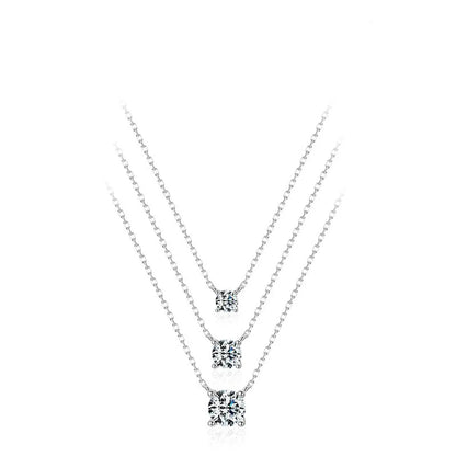 Fashion Geometric Sterling Silver Plating Zircon Pendant Necklace