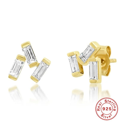 Fashion Geometric Sterling Silver Zircon Ear Studs 1 Pair