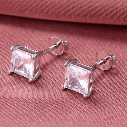 Fashion Geometric Sterling Silver Zircon Earrings 1 Pair