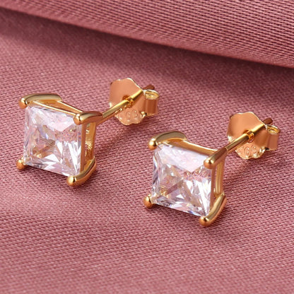 Fashion Geometric Sterling Silver Zircon Earrings 1 Pair