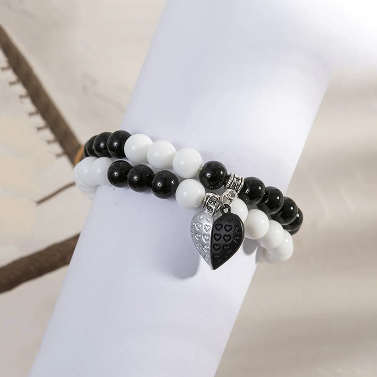 Fashion Geometric Stone Metal Inlaid Shell Couple Bracelets 1 Piece