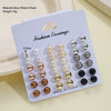 Fashion Geometric Stud Earrings Pearl Electroplated Minimalist Style Unisex Metal