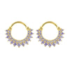 Fashion Geometric Sunflower Earrings With Zircon Silver Needle And Electroplated Copper For Couples
