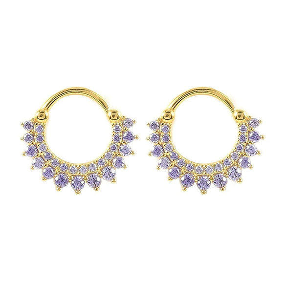 Fashion Geometric Sunflower Earrings With Zircon Silver Needle And Electroplated Copper For Couples