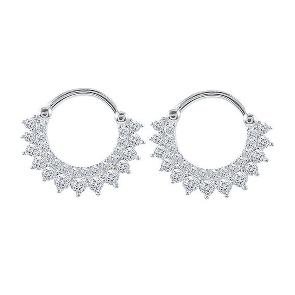 Fashion Geometric Sunflower Earrings With Zircon Silver Needle And Electroplated Copper For Couples