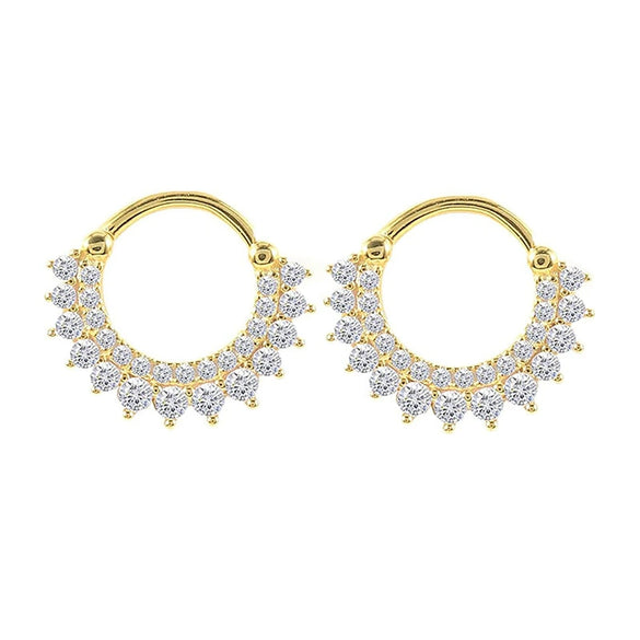 Fashion Geometric Sunflower Earrings With Zircon Silver Needle And Electroplated Copper For Couples
