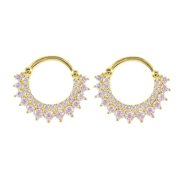 Fashion Geometric Sunflower Earrings With Zircon Silver Needle And Electroplated Copper For Couples