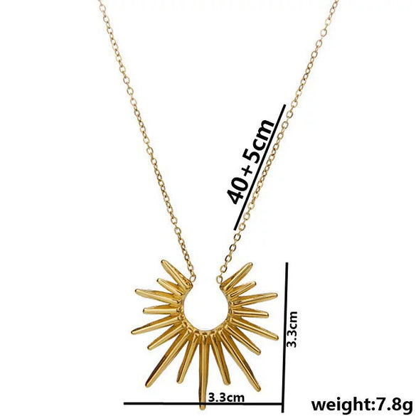 Fashion Geometric Sunflower Titanium Steel Clavicle Chain Women's Necklace Jewelry