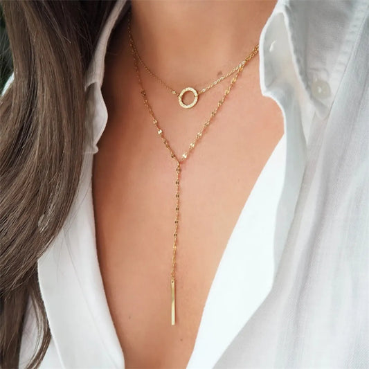 Fashion Geometric Tassel Stainless Steel Necklace Plating Stainless Steel Necklaces