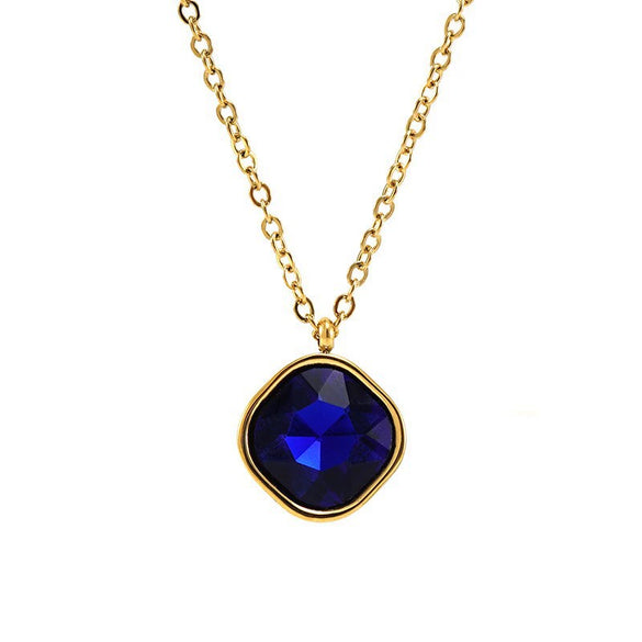 Fashion Geometric Titanium Steel And Stainless Steel Necklace For Women With Irregular Zircon Pendant And Electroplating Design
