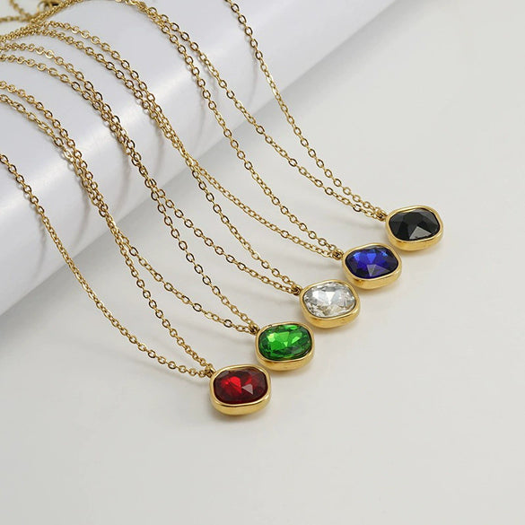 Fashion Geometric Titanium Steel And Stainless Steel Necklace For Women With Irregular Zircon Pendant And Electroplating Design
