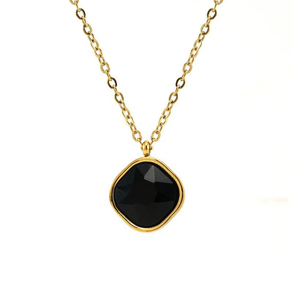 Fashion Geometric Titanium Steel And Stainless Steel Necklace For Women With Irregular Zircon Pendant And Electroplating Design