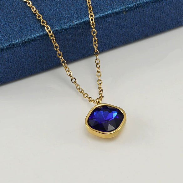 Fashion Geometric Titanium Steel And Stainless Steel Necklace For Women With Irregular Zircon Pendant And Electroplating Design