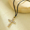 Fashion Geometric Titanium Steel And Stainless Steel Necklace With 18K Gold Plated And Zircon Inlaid For Women