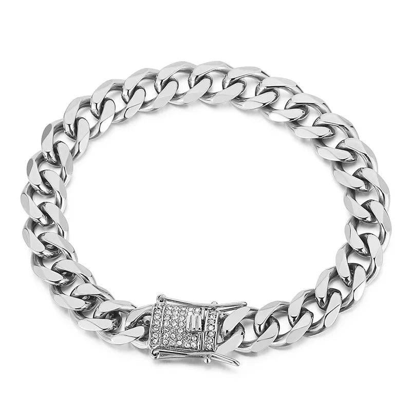 Fashion Geometric Titanium Steel Bracelets Inlay Rhinestones Stainless Steel Bracelets