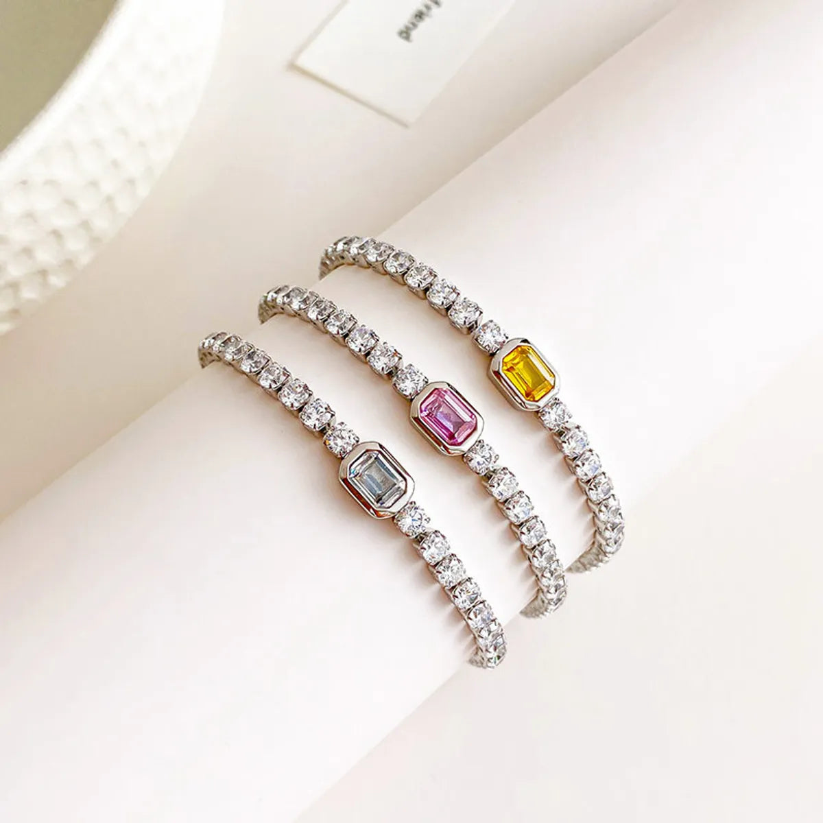 Fashion Geometric Titanium Steel Inlay Zircon Bracelets