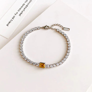 Fashion Geometric Titanium Steel Inlay Zircon Bracelets