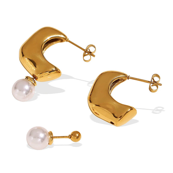 Fashion Geometric 316L Stainless Steel Earrings For Ladies One Ornament Multiwear Highend And Simple Irregular With Electroplating