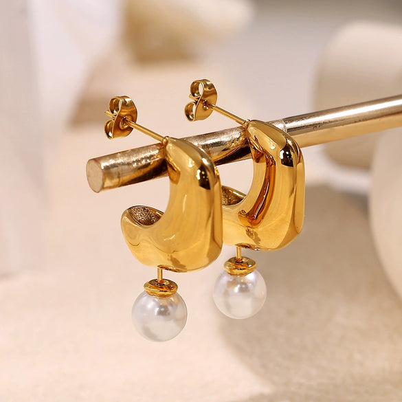 Fashion Geometric 316L Stainless Steel Earrings For Ladies One Ornament Multiwear Highend And Simple Irregular With Electroplating