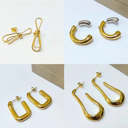 Fashion Geometric Titanium Steel Gold Plated Earrings 1 Pair