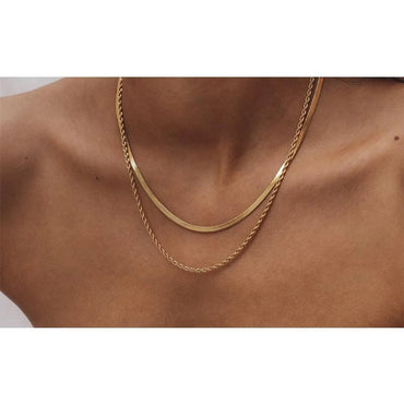 Fashion Geometric Titanium Steel Gold Plated Gold Plated Layered Necklaces