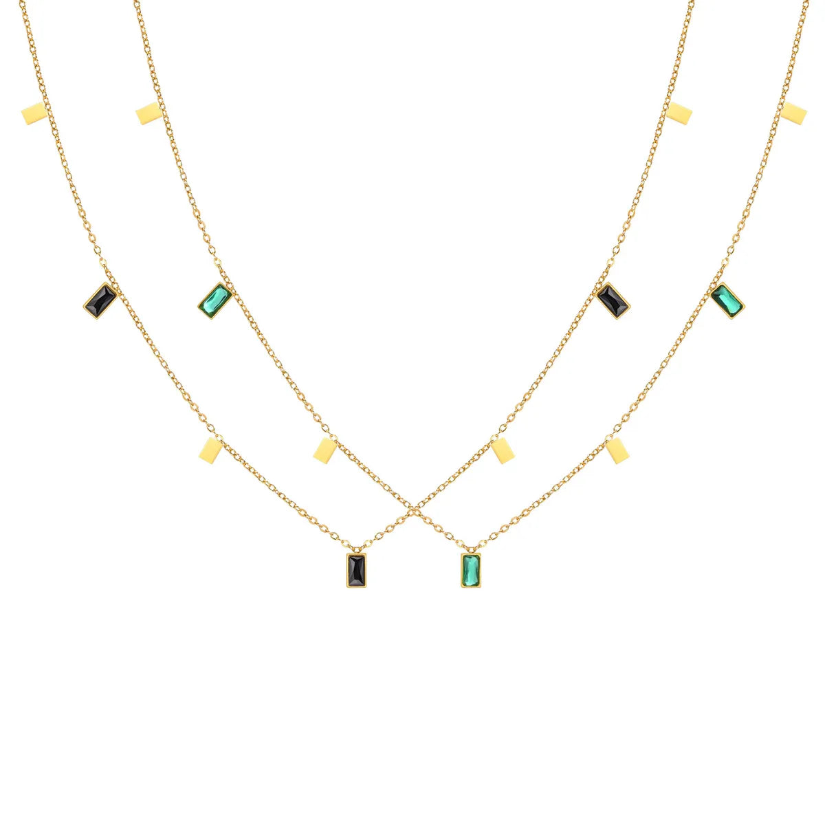 Fashion Geometric Titanium Steel Gold Plated Zircon Gold Plated Necklace