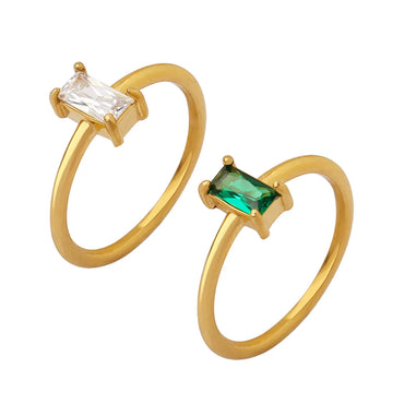 Fashion Geometric Titanium Steel Gold Plated Zircon Rings 1 Piece