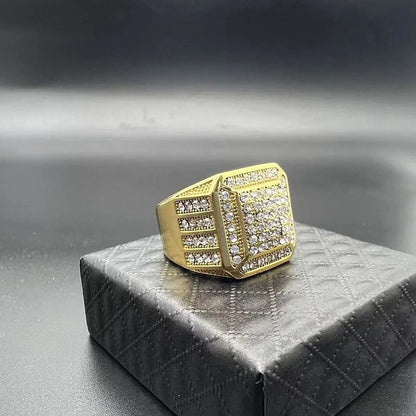 Fashion Geometric Titanium Steel Inlay Zircon Rings 1 Piece