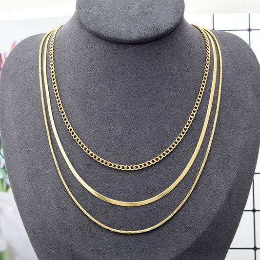 Fashion Geometric Titanium Steel Layered Necklaces Plating Stainless Steel Necklaces 1 Piece