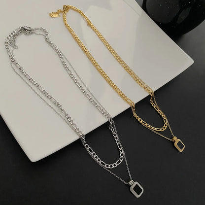 Fashion Geometric Titanium Steel Plating Layered Necklaces 1 Piece