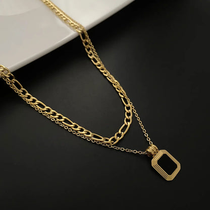 Fashion Geometric Titanium Steel Plating Layered Necklaces 1 Piece