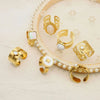 Fashion Geometric Titanium Steel Plating Natural Stone Shell Open Ring