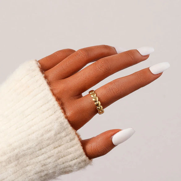 Wholesale Jewelry Fashion Geometric Titanium Steel 18K Gold Plated Plating Open Ring